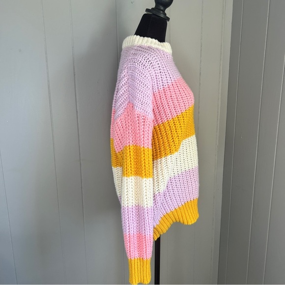 Bibi Chunky Knit Colorful Striped Sweater Size XL - Picture 4 of 9